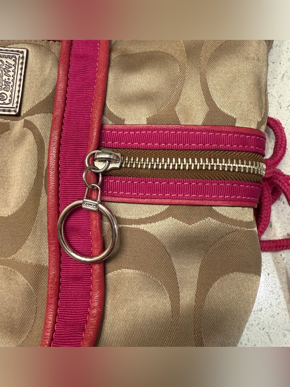 Coach Signature Canvas Tote with Pink Trim - Picture 8 of 14